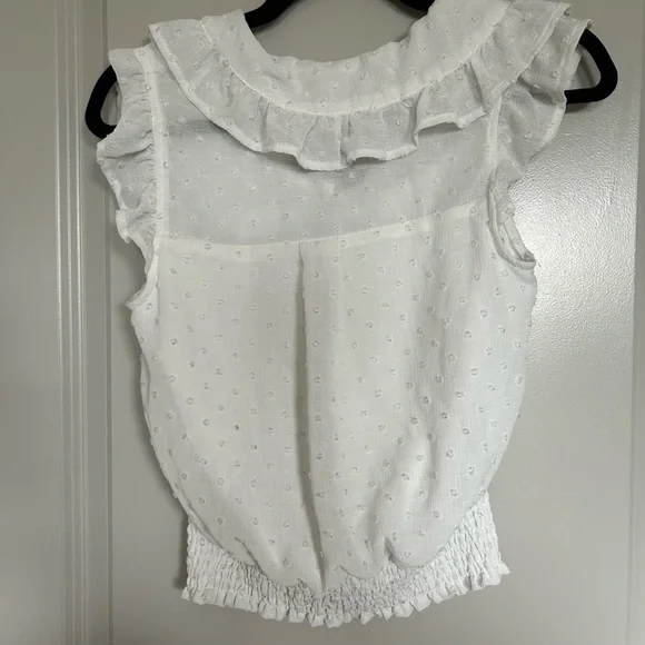 Monteau White Puff Sleeve Blouse with Peter Pan Collar - Picture 3 of 3